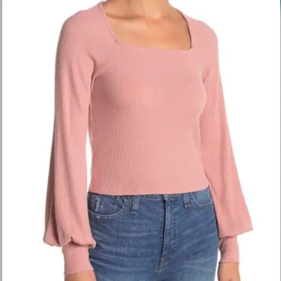 PST Tops - PST 
Long Sleeve Square Neck Ribbed Top